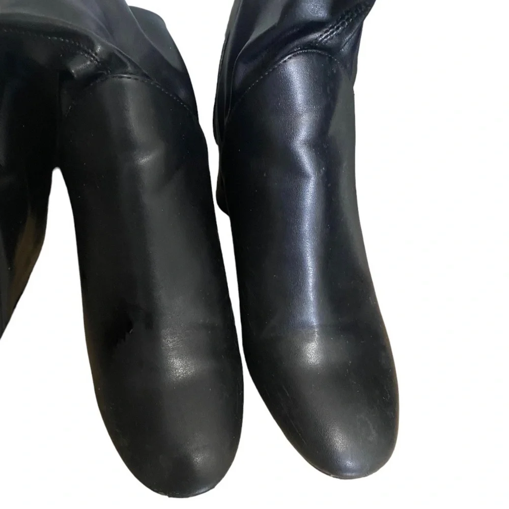 Zara Faux Leather Black Over the knee Boots Size 7.5 - Picture 2 of 7